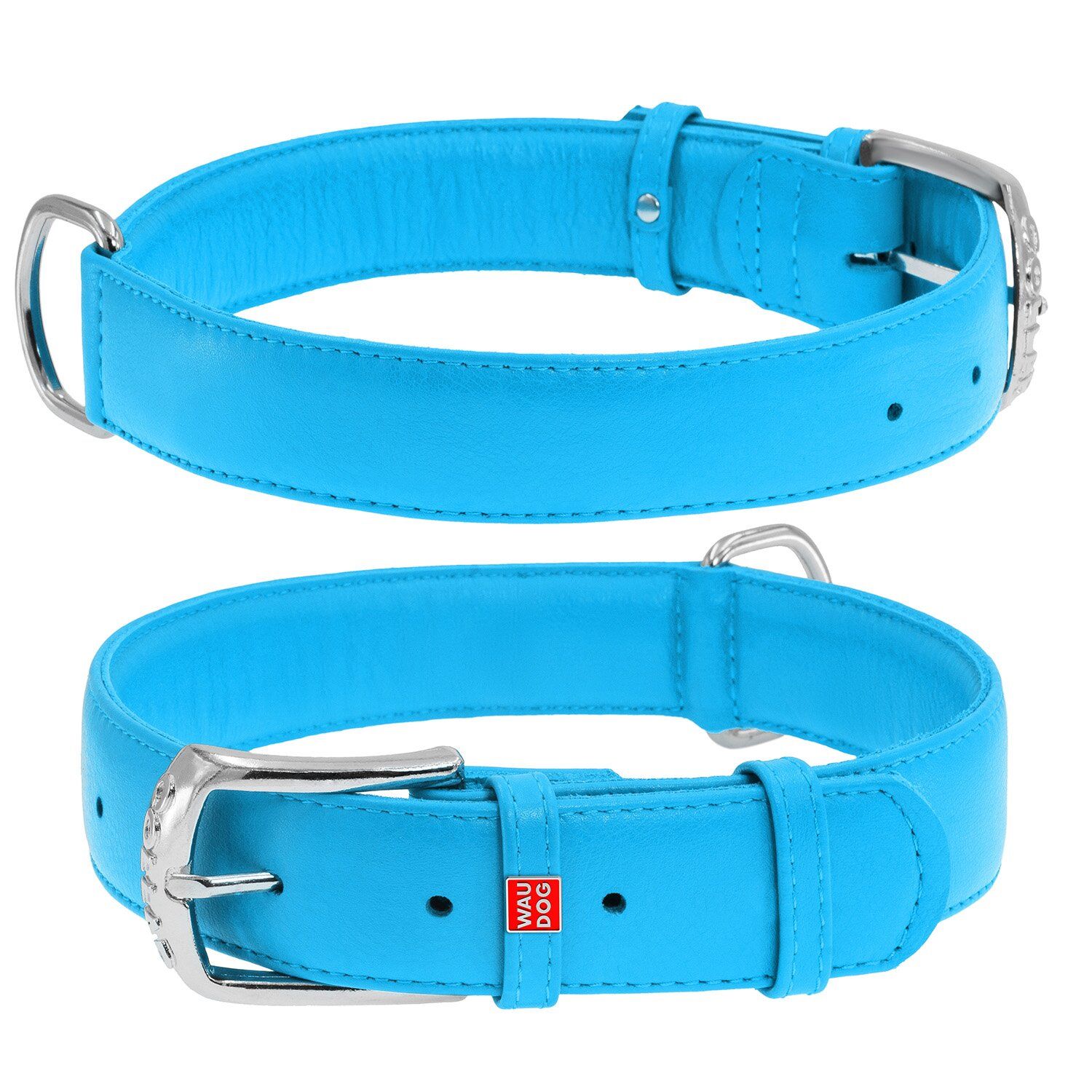 Wau Dog Ogrlica Glamour WD Plava 30-39cm/20mm