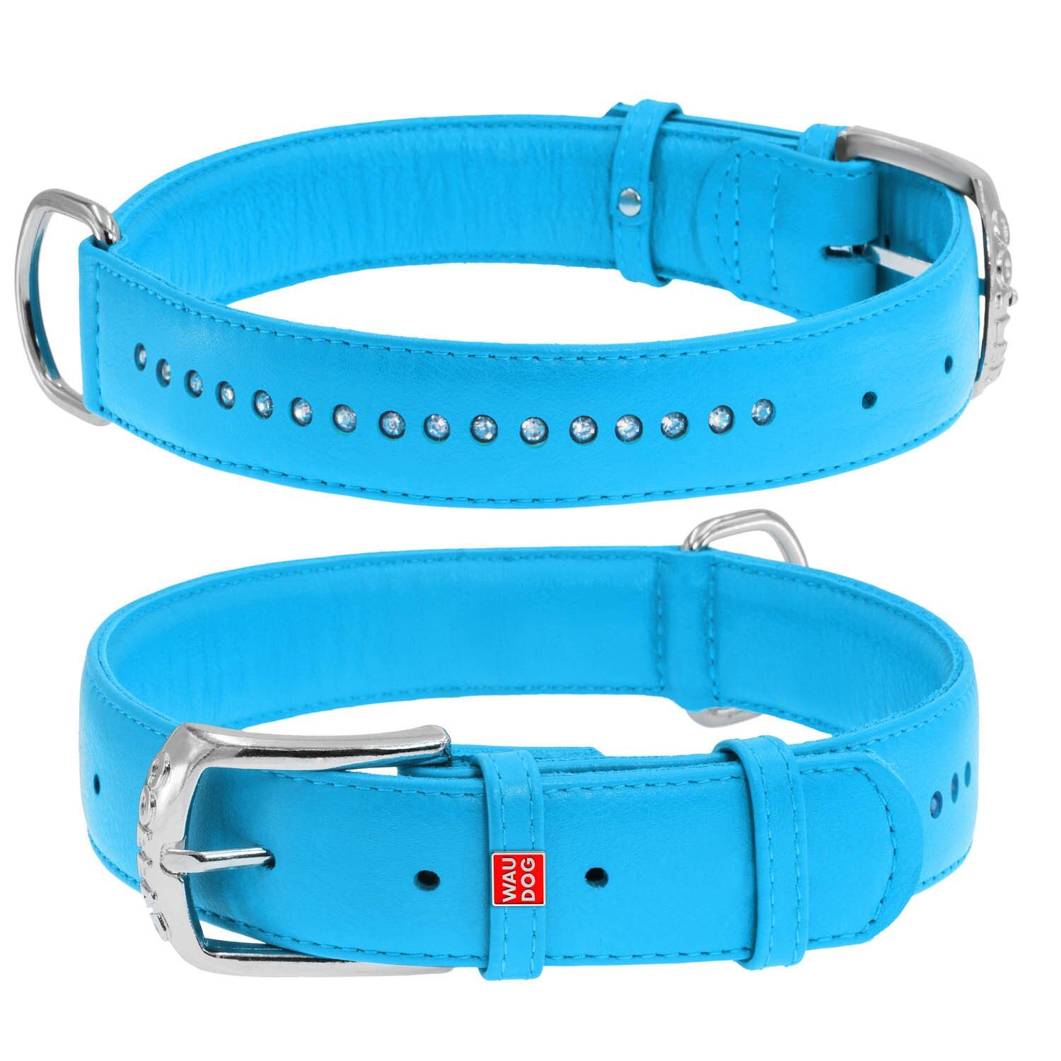 Wau Dog Ogrlica Glamour Plava Crystal 30-39cm/20mm