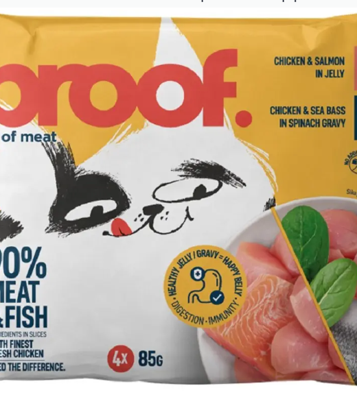 AW 4x85gr Proof Sosic Multipak - Piletina i losos u želeu & Piletina i brancin u sosu od spanaća CAT