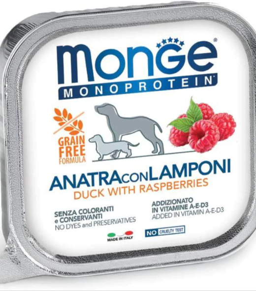 Monge Dog fruit pasteta patka/maline 150gr