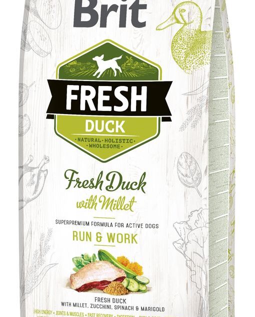 BT 12kg Brit Fresh Dog Duck with Millet Active Run & Work