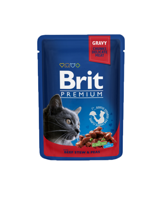 BT 100gr Brit Premium Cat Pouches with Beef Stew & Peas