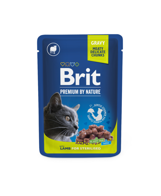 BT 100gr Brit premium cat pouches Lamb for Sterilized