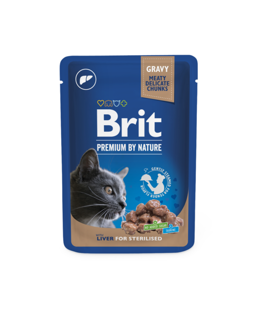 BT 100gr Brit premium cat pouches Liver for Sterilized