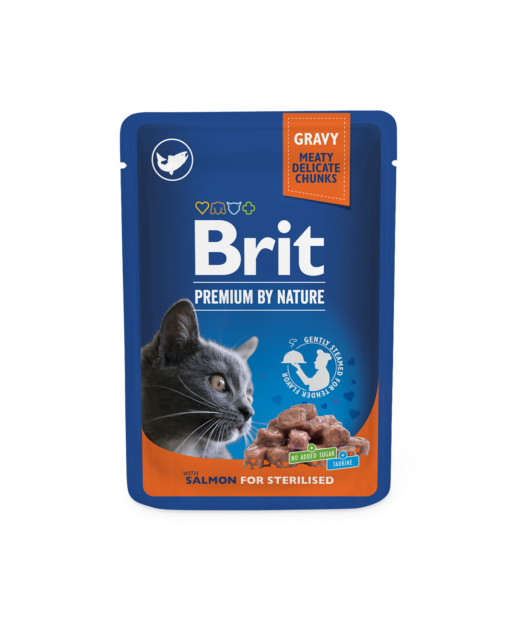 BT 100gr Brit premium cat pouches Salmon for Sterilized